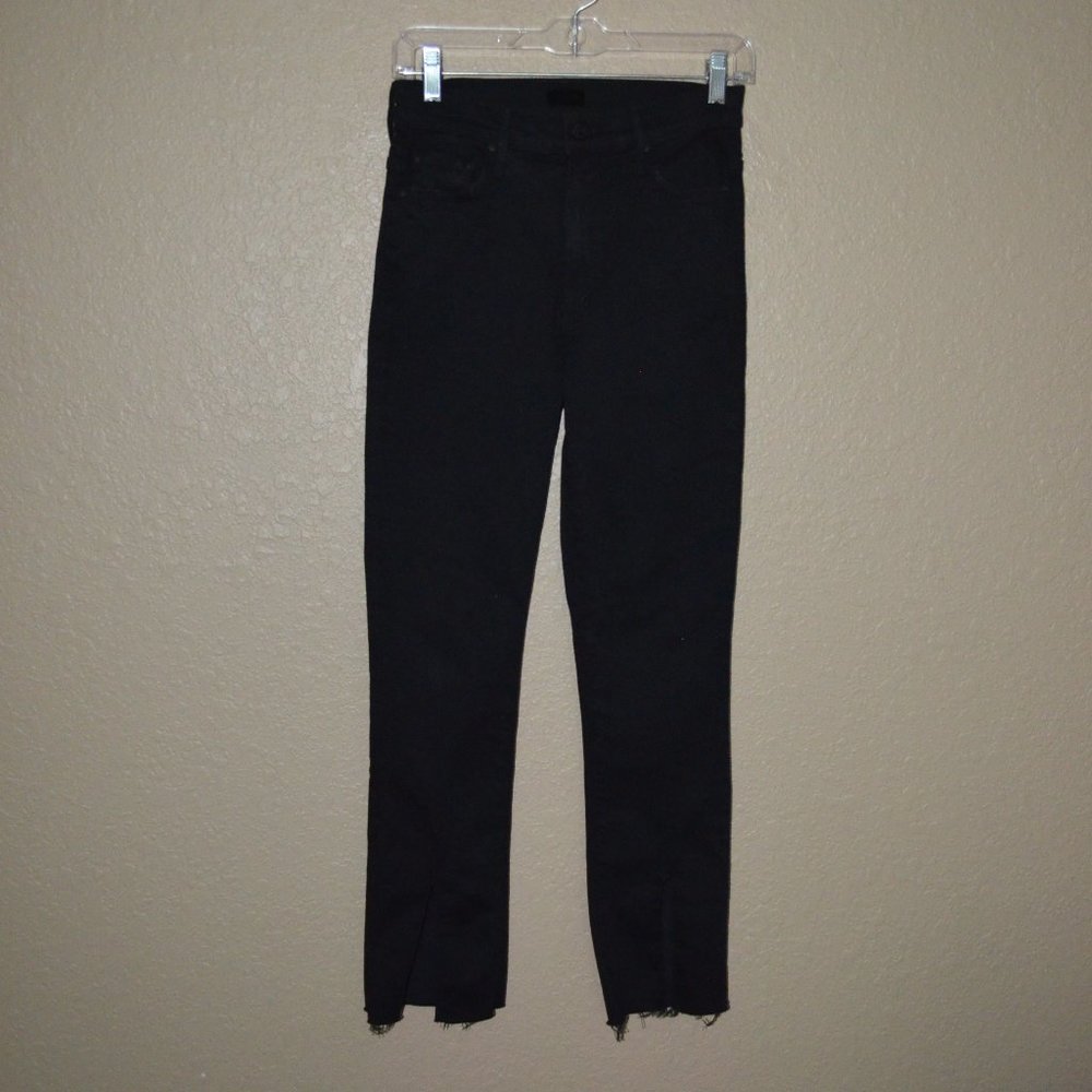 $228 27 Mother Black Not Insider Slit Fray Jeans